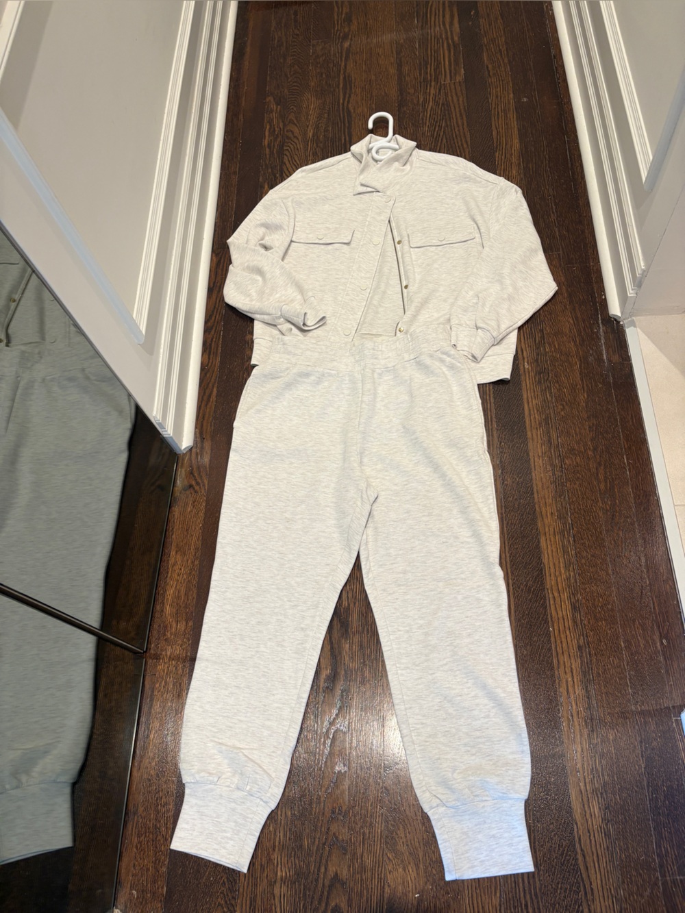 Varley Light Heather Cream/grey combo set - size Large